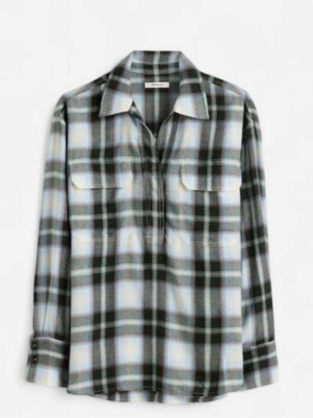 MADEWELL plaid flannel shirt - green blue brown - size large - relaxed fit